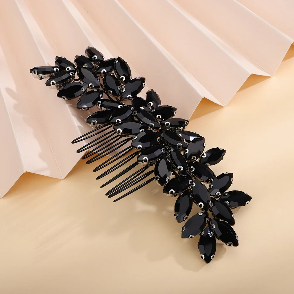 S537ca405cafb4fdc96ea1152f1a0d231A Fashion Rhinestone Hair Comb for Bridal Headpiece 9 Color Wedding Hair Accessories Women Handmade Tiara Headdress Party Headwear Mallzona