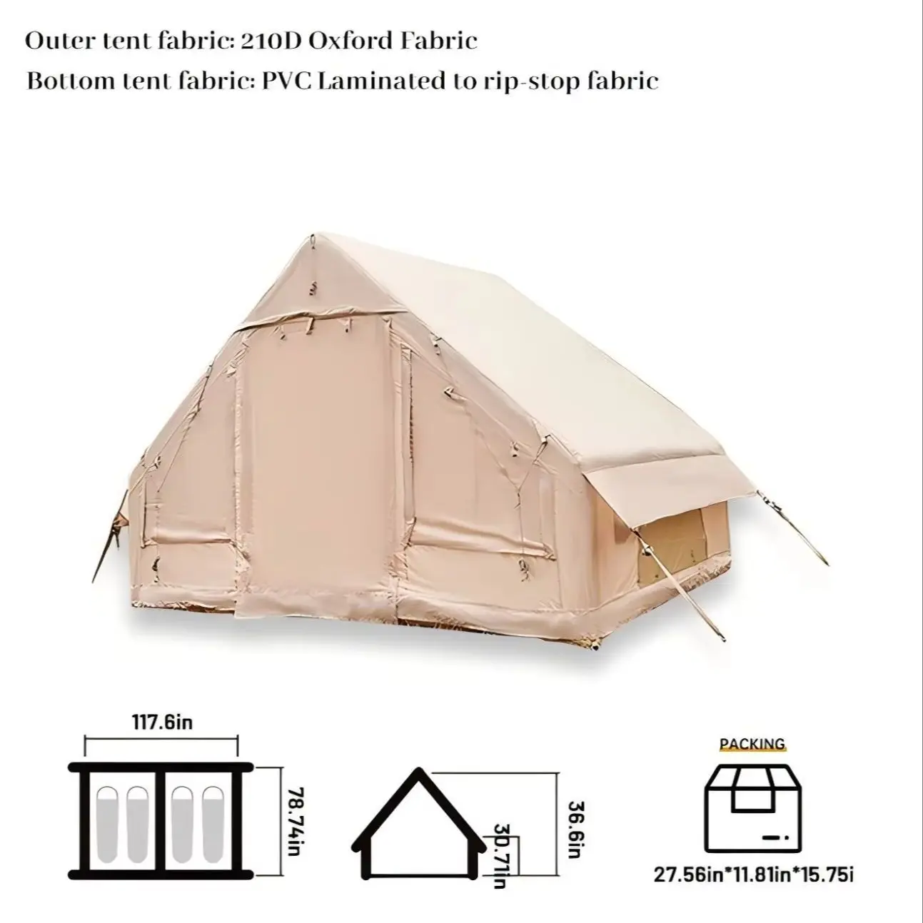 Camping Tent Portable Tent 6-Person Inflatable All-Season