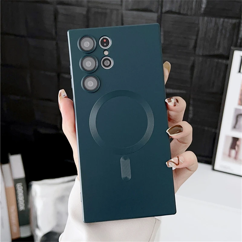 Magsafe-Compatible Magnetic Wireless Charging Case with Glass Lens & Soft Silicone Cover