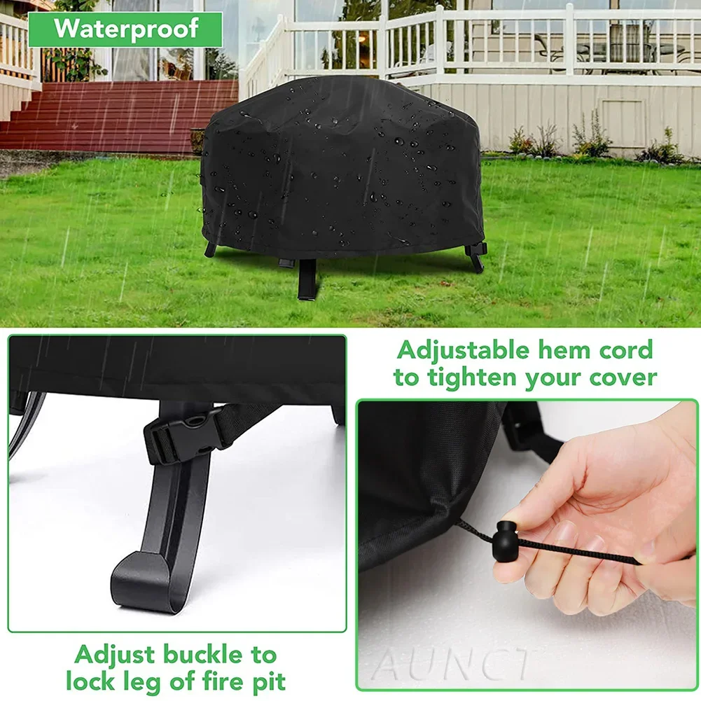 12 size Heavy 600D Waterproof Patio Fire Pit Cover BBQ Grill Cover Outdoor Garden Yard Round BBQ Table Covers UV Protector