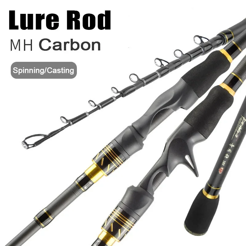 

1.8M-2.1M Carbon Fishing Rod MH Spinning/Casting Telescopic Fishing Rod Ultralight Weight Fishing Pole Travel Rod Tackle