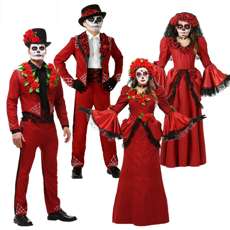 

Halloween Cosplay Rose Flowers Devil Death Costume Carnival Party Cosplay Children Adult Rose Flowers Devil Vampire Costume