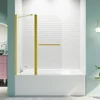43 in. W * 58 in. H Frameless Folding Shower Doors for Bathtub, 1/4" (6mm) Thick SGCC Tempered Glass Door, Bathroom Pivot Tub 1