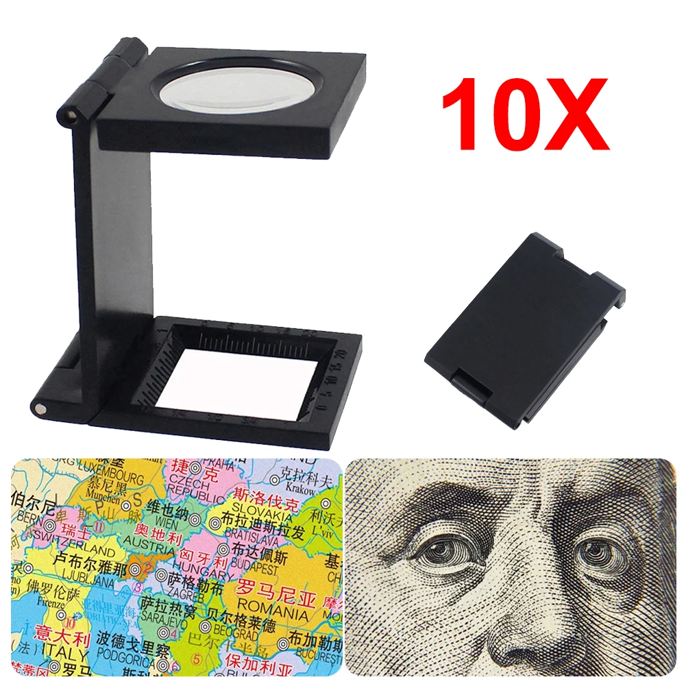 

Трехскладная мини-лупа, 10-кратное увеличительное стекло со шкалой для текстильных оптических ювелирных изделий, швейных коллекций и ремонтов