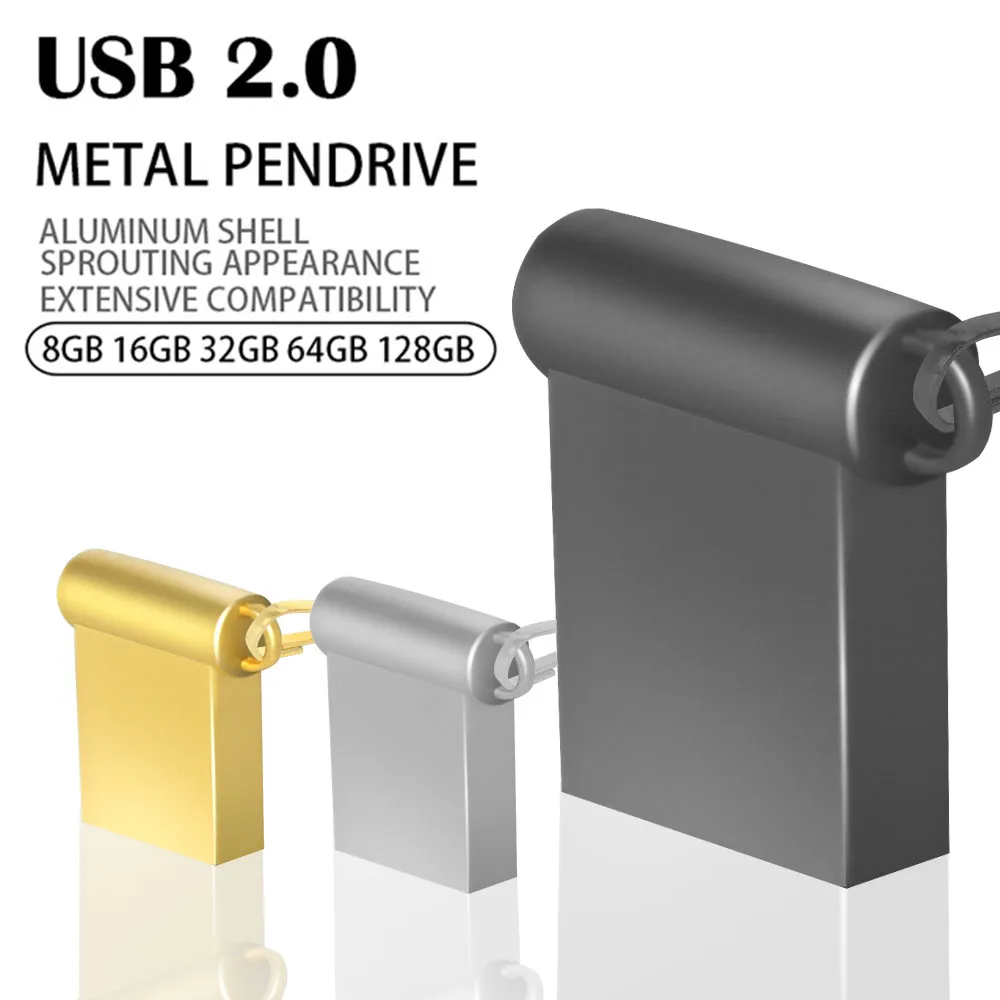 USB 스틱 패션 금속 2.0 미니 금속 버튼 USB 플래시 드라이브 모바일 스토리지 디스크 64 기가 바이트 펜 드라이브 개인 메모리 스틱