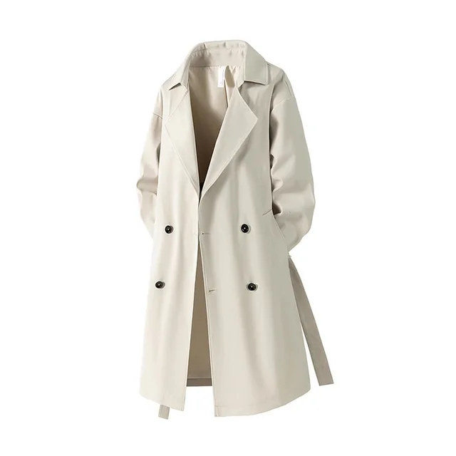 2025 Autumn Mens Long Coat American Streetwear Vintage Over Knee Trench Coat Casual Retro Waterproof Windbreaker 1