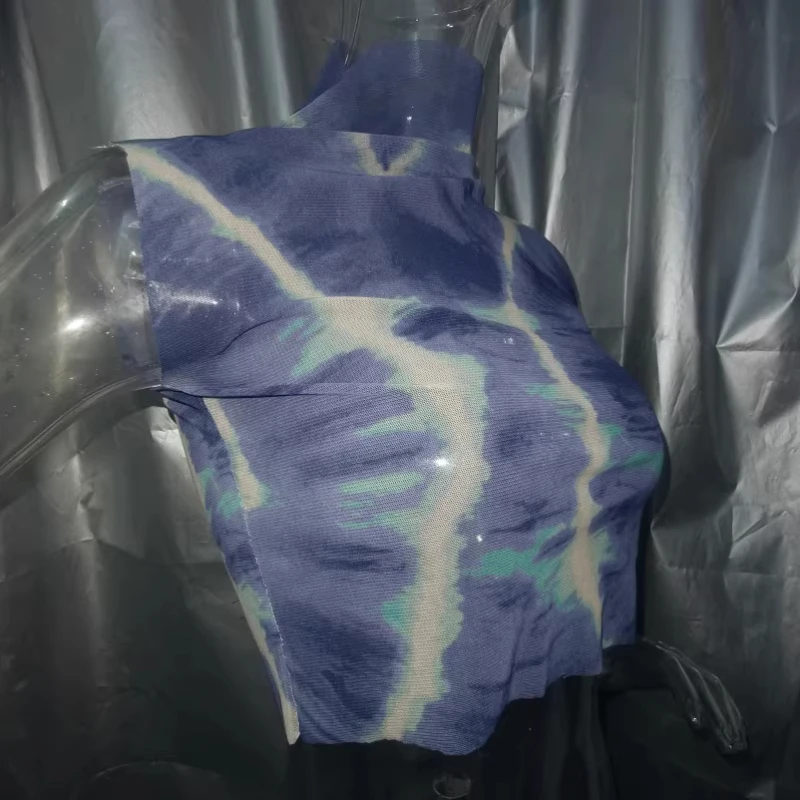 

Millennium Mambo|Psychedelic Electronic Water Ripple Lightning Print Retro HighNeck Stretchy Vest Base ShirtY2K Fashion Onlyfans