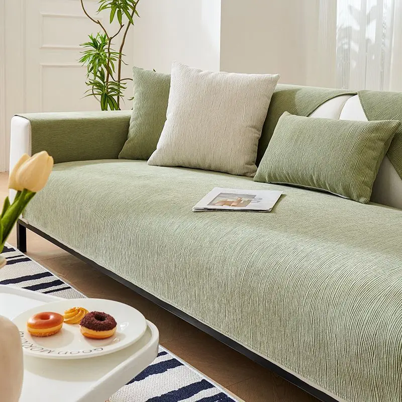 Morandi Sofa Cover Four Seasons Universal Chenille Sofa Cushion Simple Solid Colour Non-Slip Living Room Sofa Cushion Protection 5