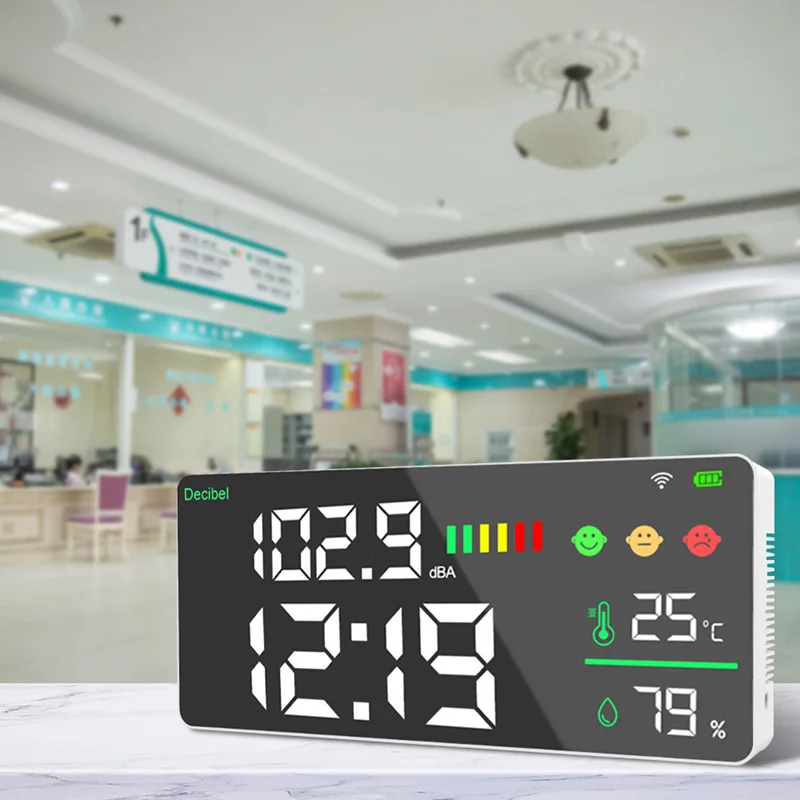 DM165A-WIFI Sound level meter noise meter noise detector wall mounted clock temperature humidity meter decibel APP 3
