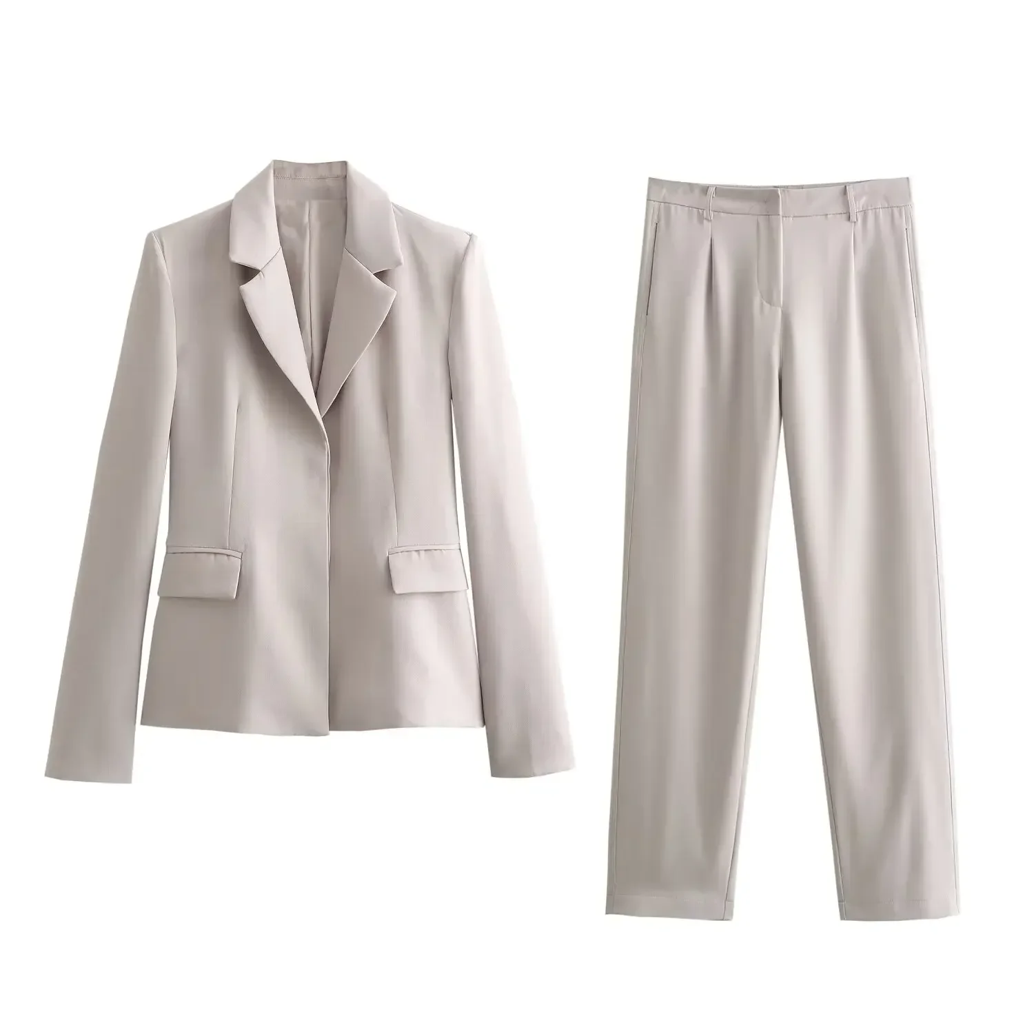 

Women's New Fashion Flip Pocket Decoration Slim Fit Single breasted Casual Suit Coat Vintage Long sleeved Women's Coat Chic Top