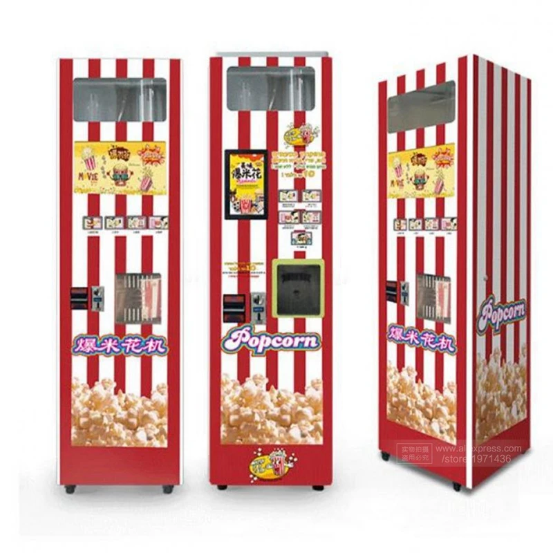 Make Pop Corn Coin Operated Popcorn Maker Amusement Park Movie Theater Cinema Commercial Automatic Food Snack Vending Machine