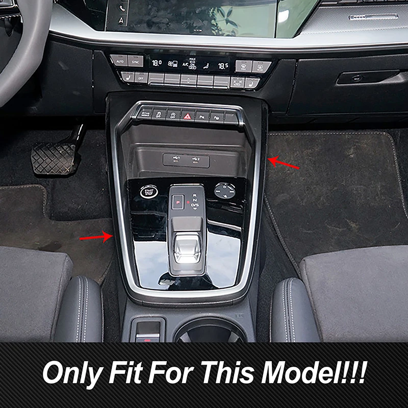 BENSOI Koolstofvezel Middenconsole Versnellingspookpaneel Decoratie Covers Stickers Trim Compatibel met Audi A3 8Y A3L Auto Styling Interieur Accessoires (Color : B Model Black