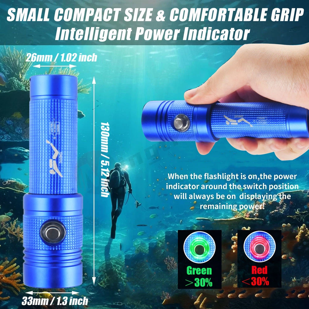 Description Picture 6 of itemIPX8 Waterproof 1600LM LED Scuba Diving Flashlight Torch LED Dive Light Underwater 100M 3 Modes Super Bright Submersible Light