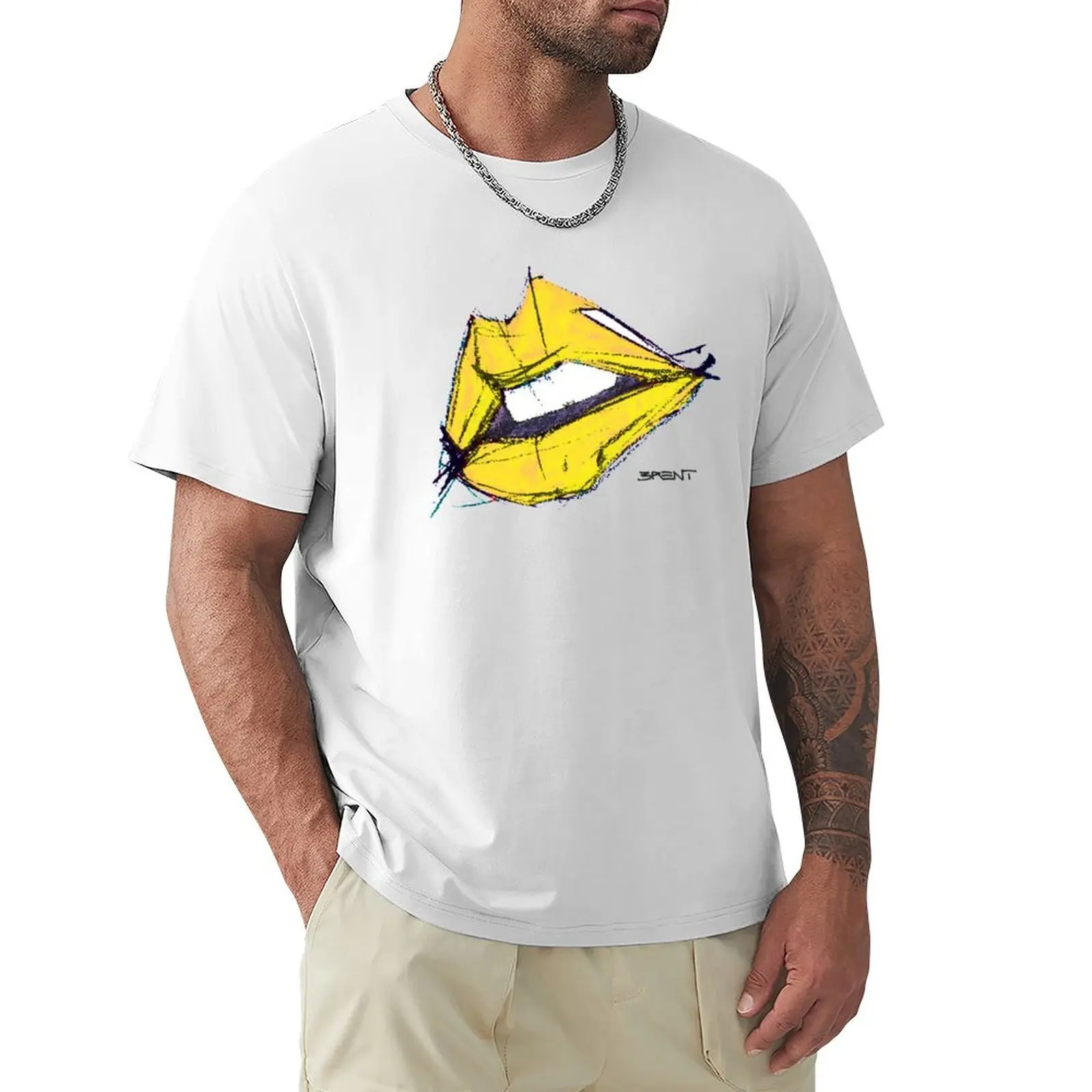 

yellow lips T-Shirt tops boys whites designer t shirt men