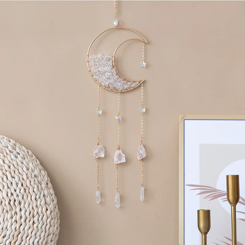 Pink Crystal Prisms Rainbow Maker Sun Catchers Natural Gravel Citrine Quartz Window Suncatcher Hanging Interior Room Decoration 5