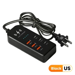 Universal Fast Charging Power Strip with USB and Type C Ports - 3USB 3C US Black
