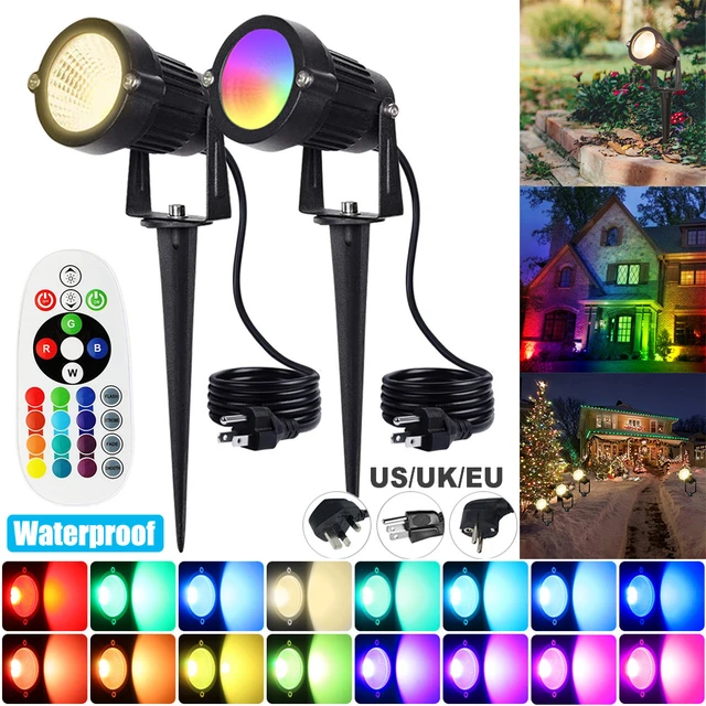 Projecteur LED imperméable avec pic et télécommande, éclairage d