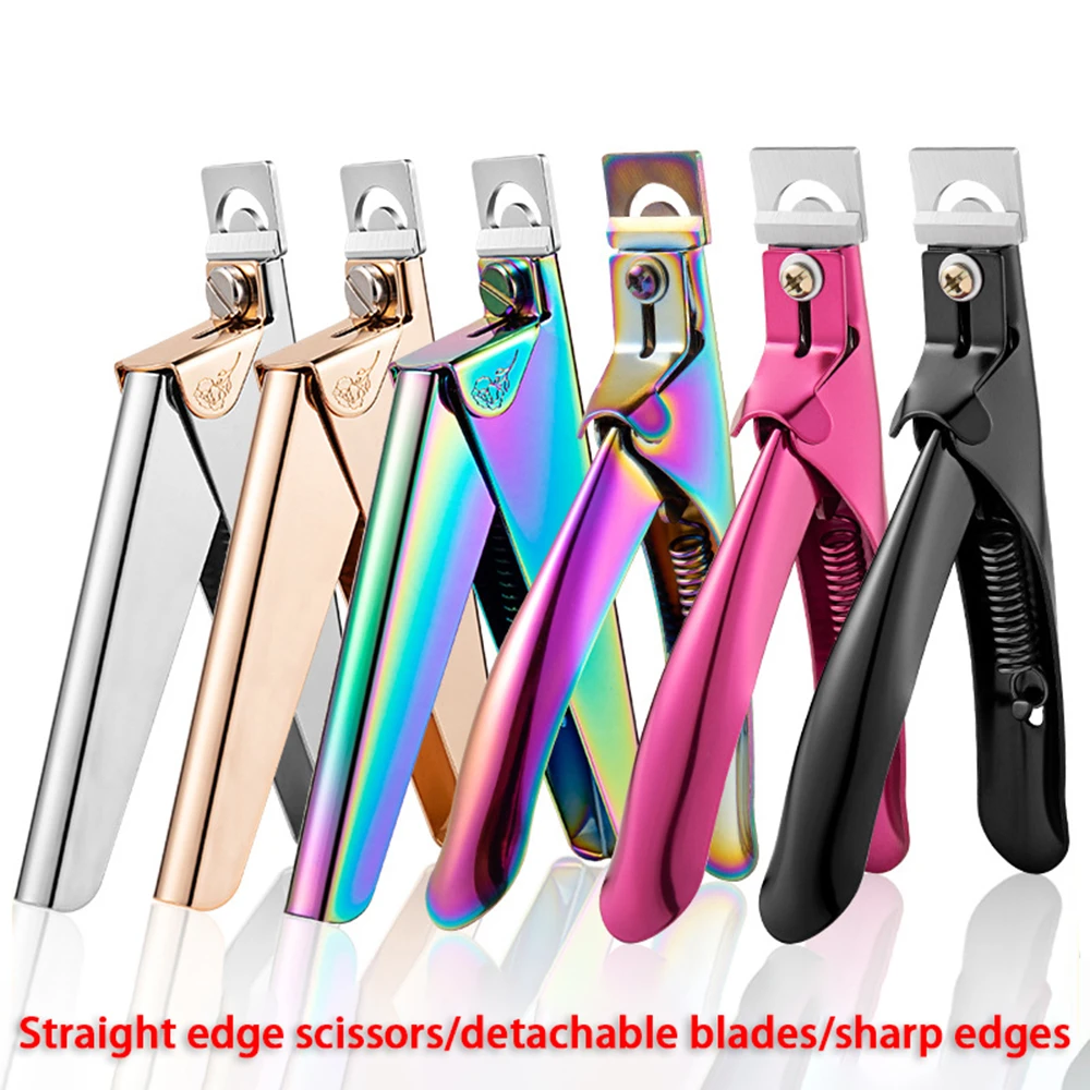 Nail Cutting Titanium French U Shaped Scissors Fake Stainless Steel