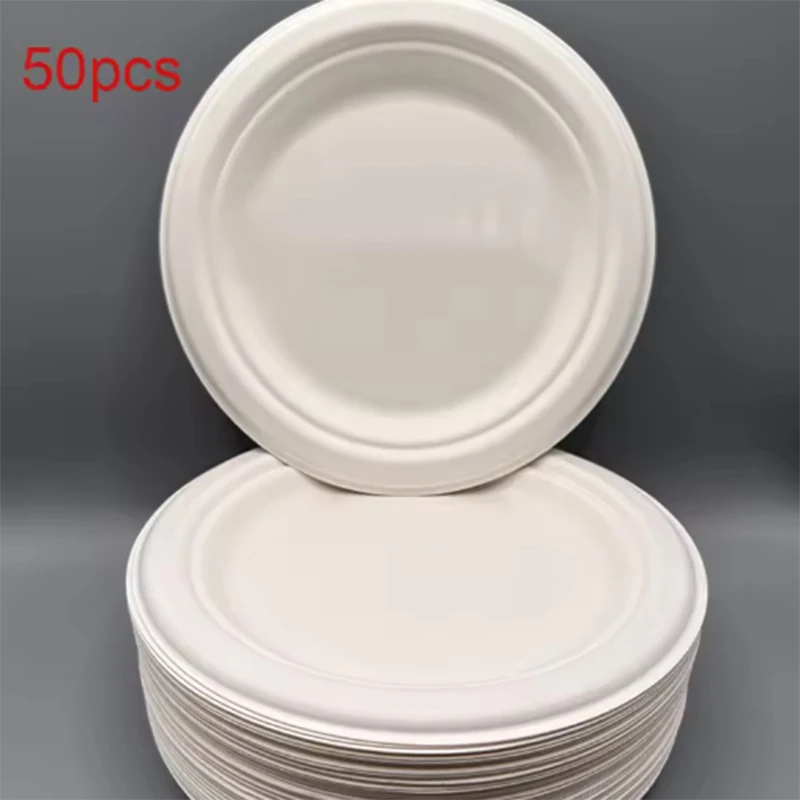 20/50pcs Disposable Paper Plate DIY Birthday Party Decoration Dining Plate White Round Minimalist Tableware Home Kitchen Tools