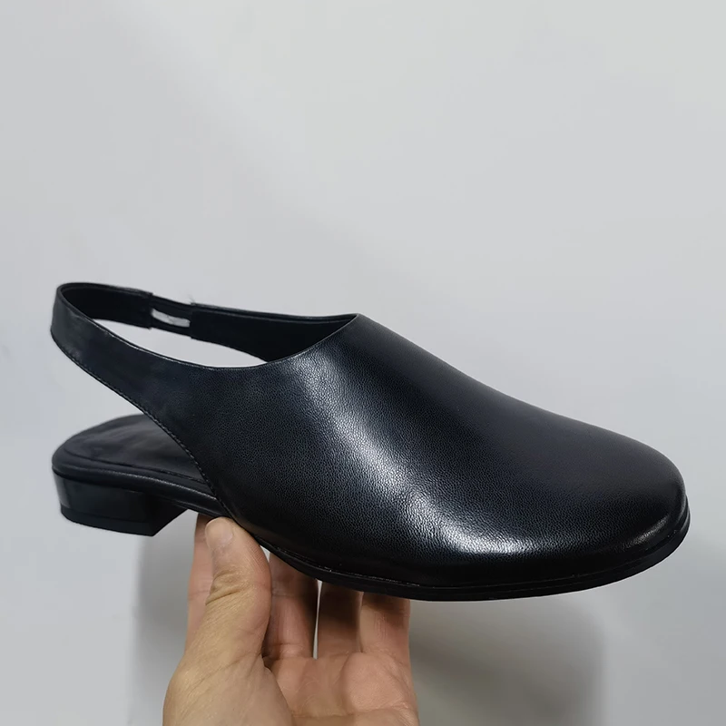 New Spring Summer Low-heel Women Sandals Fashion Hollow Slingback Pumps Genuine Leather Office Lady Working Shoes Woman