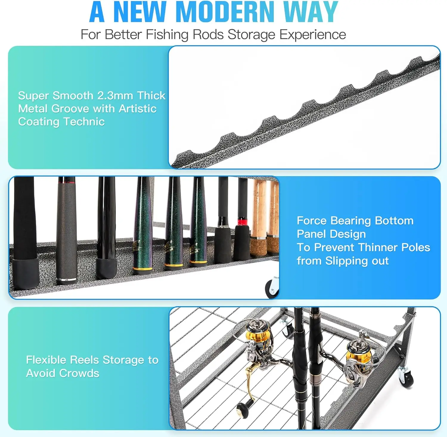 Pole Holders, Fishing Rod Holders for Garage, PeBro Fishing Rod Holder for Tackle Box Reel Storage, Premium