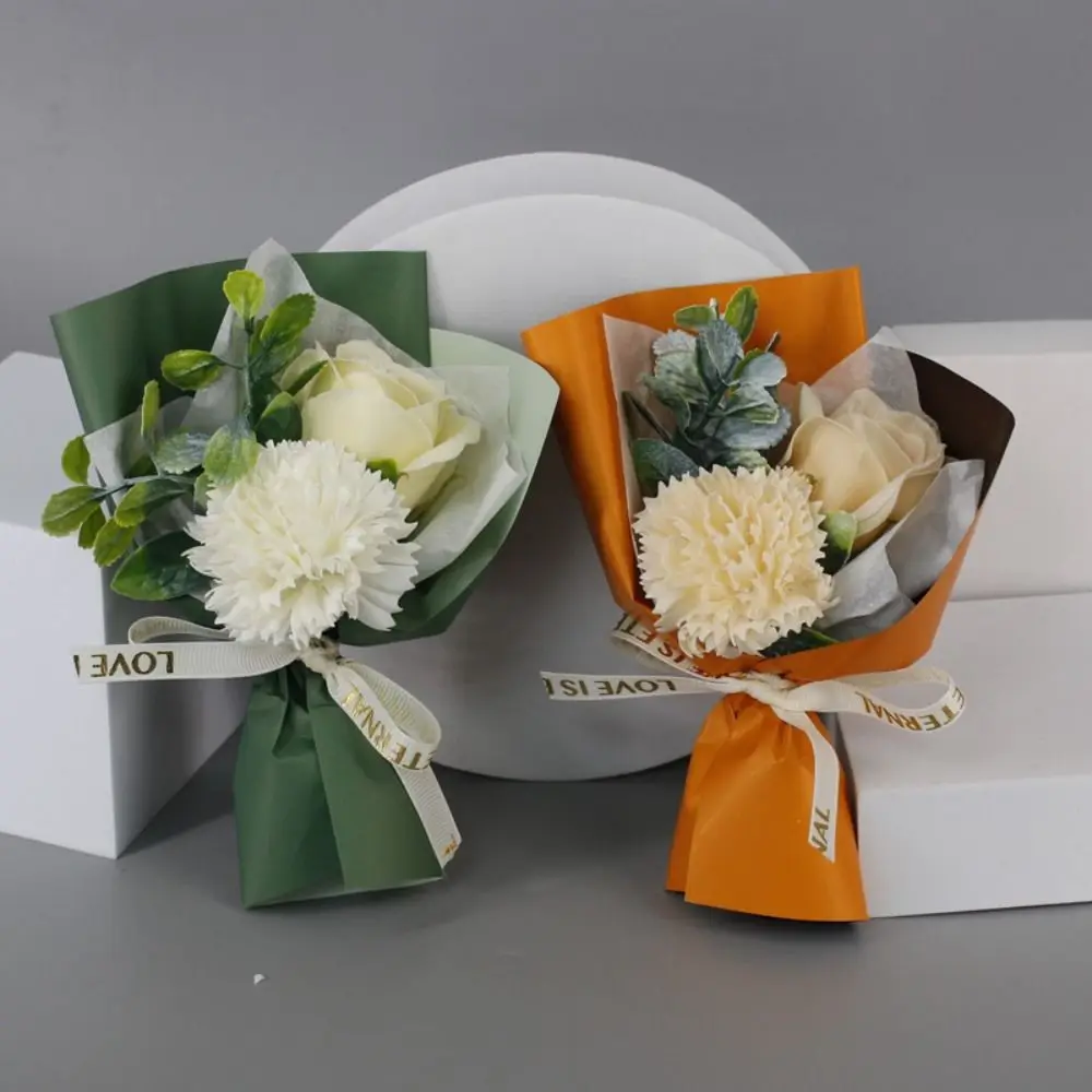 Künstlicher Rosenstrauß Geschenkverpackung Handgehaltene Kunstblumen 3 Köpfe Mini Handgehaltene Seifenblume Hochzeitsdekoration – Detail 7