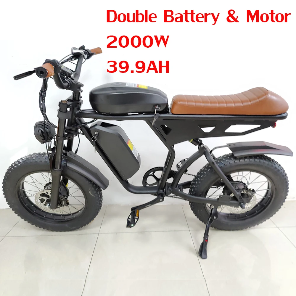 

SMLRO New Double Battery & Motor Electric Bicycle 2000W 17.5Ah + 22.4AH Oil Brakes Fat Tire Mountain Ebike Smart LCD Display