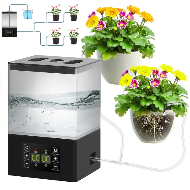 Potted Plants Automatic Watering System 1.3L Tank Home Drip Irrigation Plant Watering Auto Timer for Flowers Plant Garden Tools 1