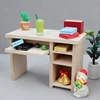 1:12 Dollhouse Miniature Computer Desk Office Desk Chair Set Wooden Furniture Model For Doll House Scene Decor Accessories 4