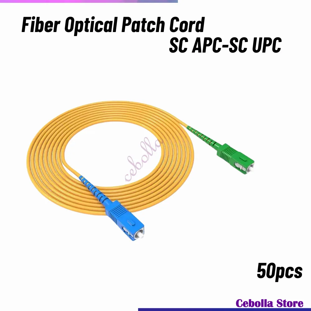 50 Pz Ponticello In Fibra Ottica Sc Apc-Sc Upc 3M Simplex Monomodale Lszh Cavo Patch Cord Ottico 3.0Mm 1M 2M 3M