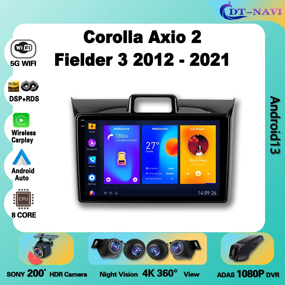 

Автомобильный радиоприемник Carplay Android для Toyota Corolla Axio 2 Fielder 3 E160 2012 -2021, автомобильный мультимедийный видеоплеер, автомобильная стереосистема No 2din