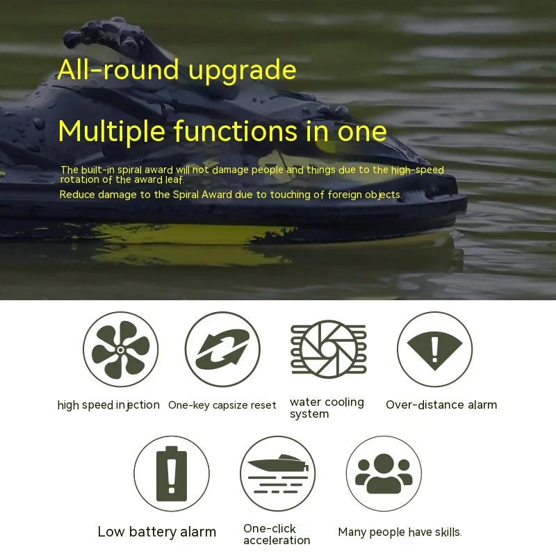 Rc Boat Udi923 Brushless Remote Control Speedboat One Click Capsizing Water-Cooled Light Remote Control Motorboat Toy Boy Gift 4