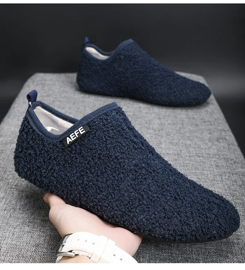 S537e37e501194c11b955ff71aee76e80Q Warm Lightweight Cotton Slippers for Men Plush Winter Home Loafers