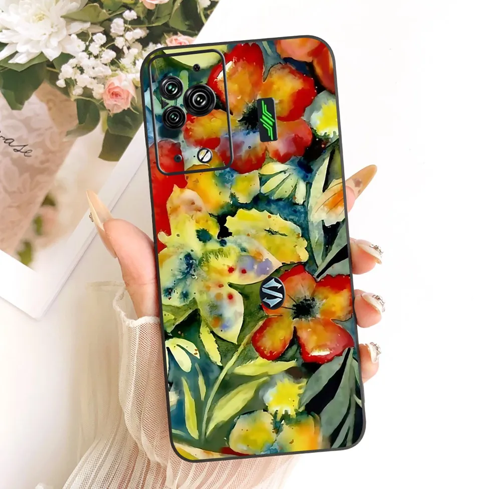 Cute Cat & Butterfly Design Silicone Case - Black Shark 5 Pro