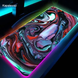Grand tapis de souris de bureau avec éclairage LED RGB, pour Gamer, Strata, liquide, ordinateur de bureau, pour LOL 