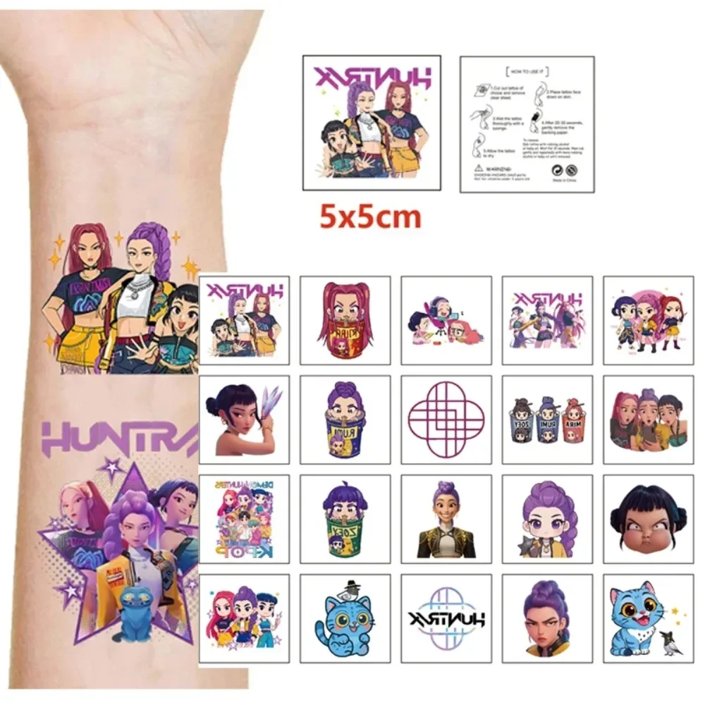 20pcs/set Cartoon Kpop Demon Hunters Temporary Tattoo Sticker Rumi Cute Waterproof Tattoo For Funny Party Gift 5