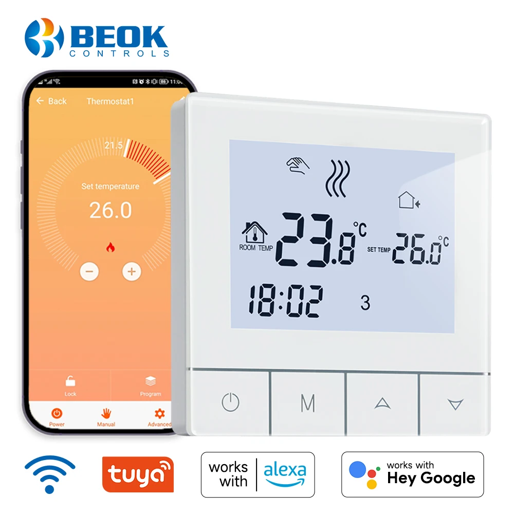 

Beok WIFI термостат Tuya Умный домашний нагревательный регулятор температуры Электрический пол/вода/газовый котел динамик Google Alexe