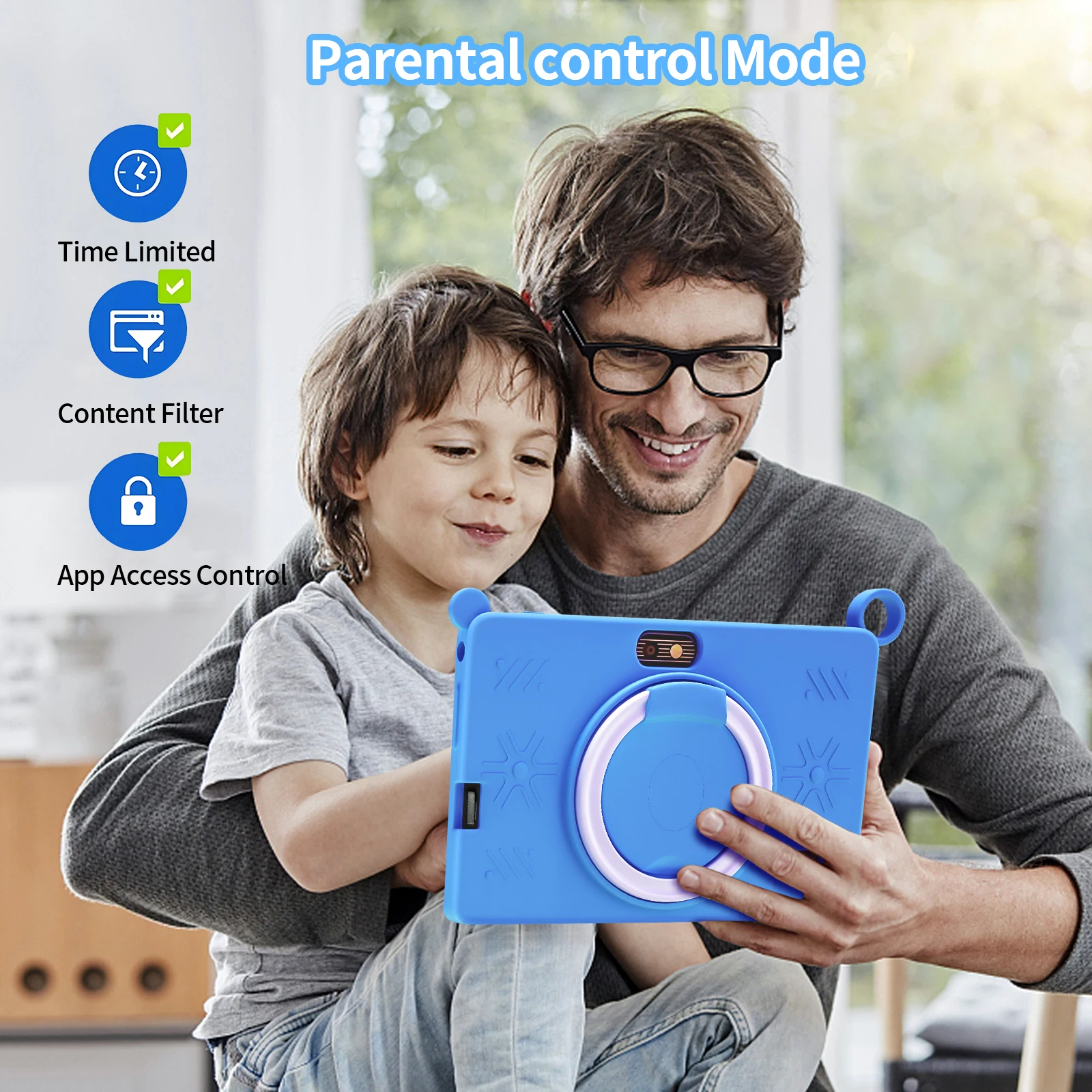 New 5G WIFI Children's Learning 7.0-inch Tablet 4GB RAM 64GB ROM Quad Core Mini Tablet with Leather Case Supports Games 4000mAh 6