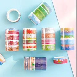 Combinaison de bandes décoratives colorées, 4 rouleaux, autocollant créatif Kawaii pour ordinateur portable, papeterie de conception de scène, bricolage 