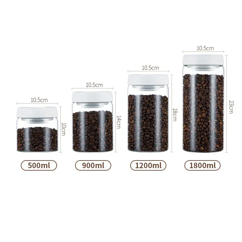 Glass Jar Airtight Canister Food Container Tea Vacuum Sealed Coffee Beans Storage Bottles Creative Home Kitchen Jar Glass Tanks