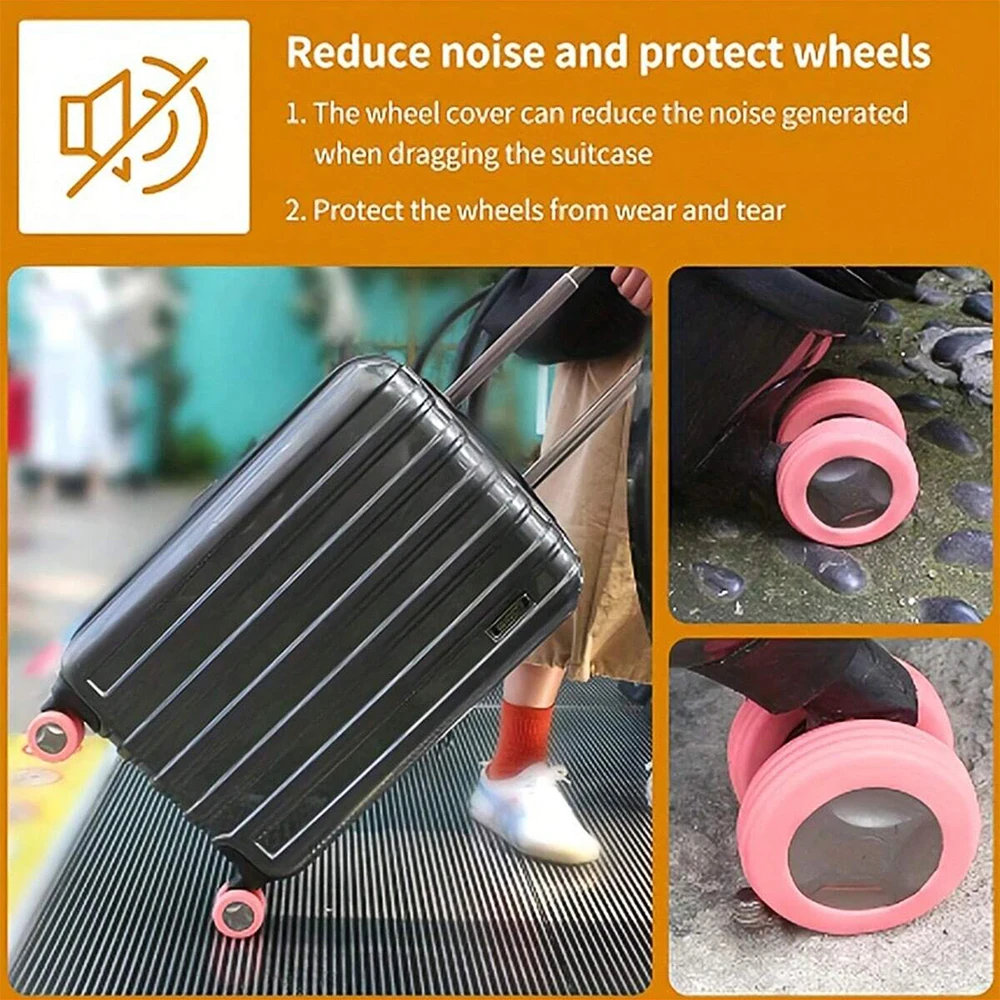 Luggage Wheel Protector 8PCS/Set Silicone Luggage Wheels Protector with Silent Sound Reduce Wheel Wear Suitcase Wheels Protection Cover-mw