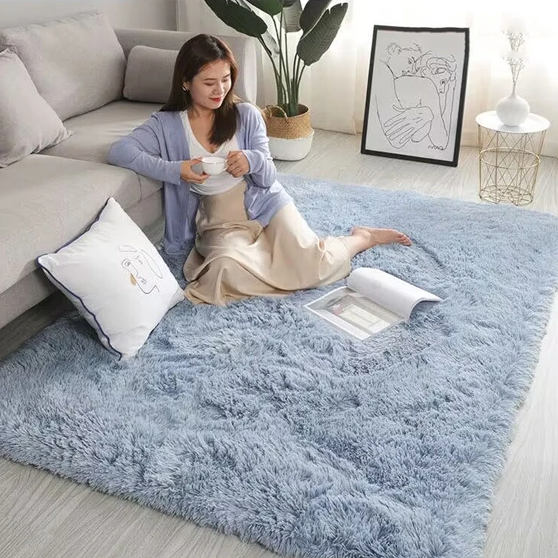 

Nordic Style Plush Carpet Thicken Bedroom Carpets Anti Slip Soft Large Rugs for Modern Living Room Long Hair Carpet Decoration