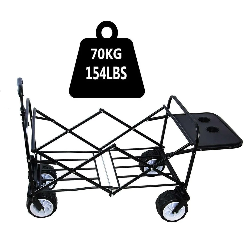 Collapsible Outdoor Utility Wagon Heavy Duty Folding Garden Cart Portable Hand Trolley Multifunctional Yard Supplies Degree