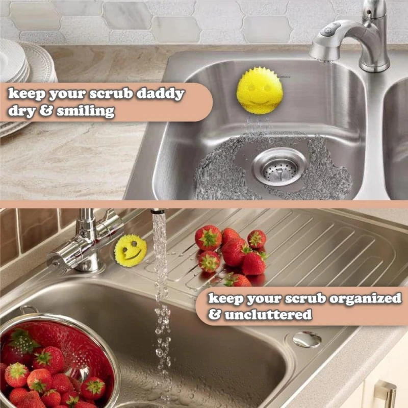 Smiling Sponge Brush Rack Daddy Sponge Brush Suction Cup Holder Kitchen Sink Hanger Kitchen Storage Tools
