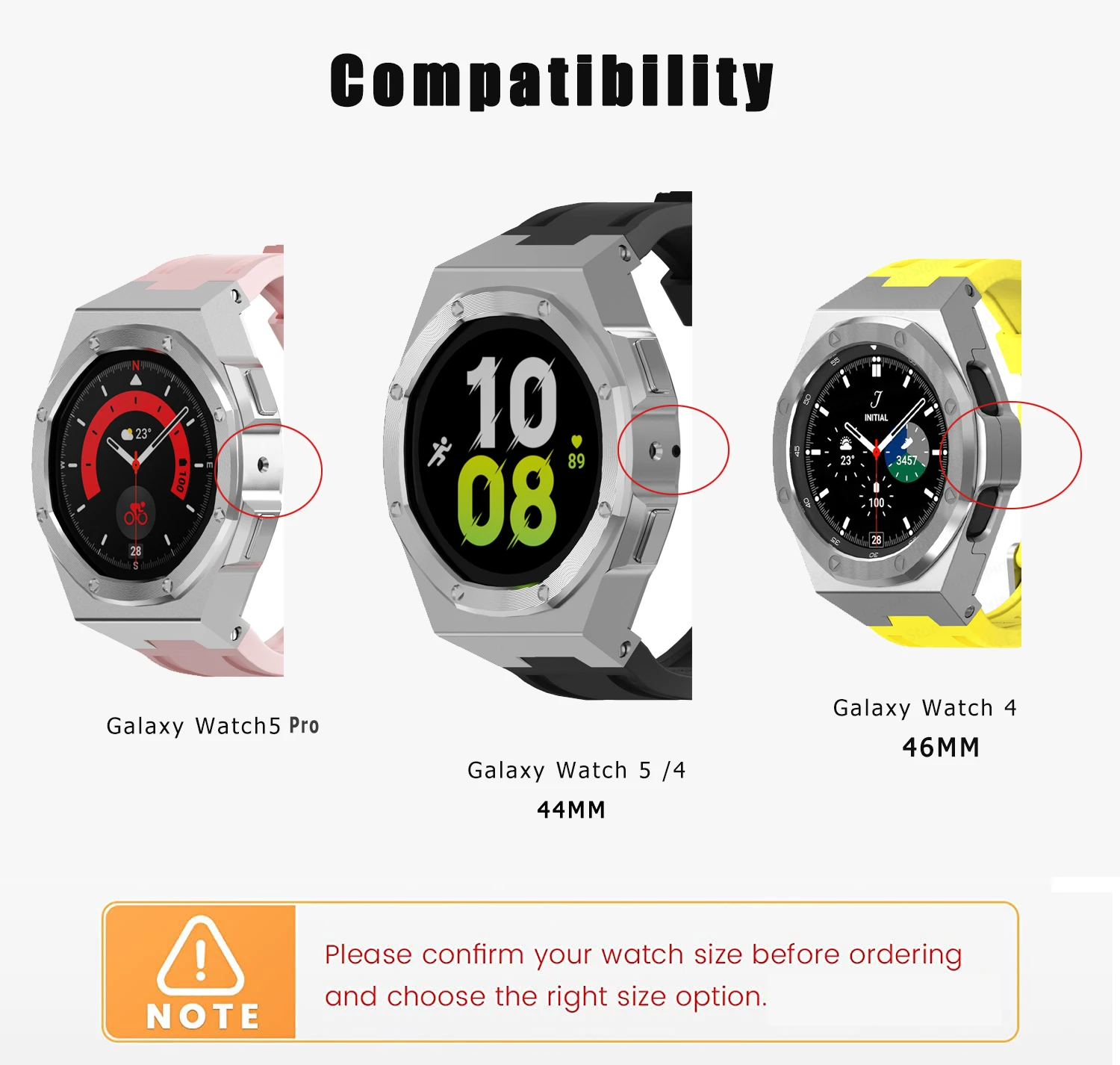 Stainless Steel Case For Samsung Watch 5 Pro 4 44 40 classic 46MM Modification Kit Galaxy Watch4 classic 46 MM Rubber Strap