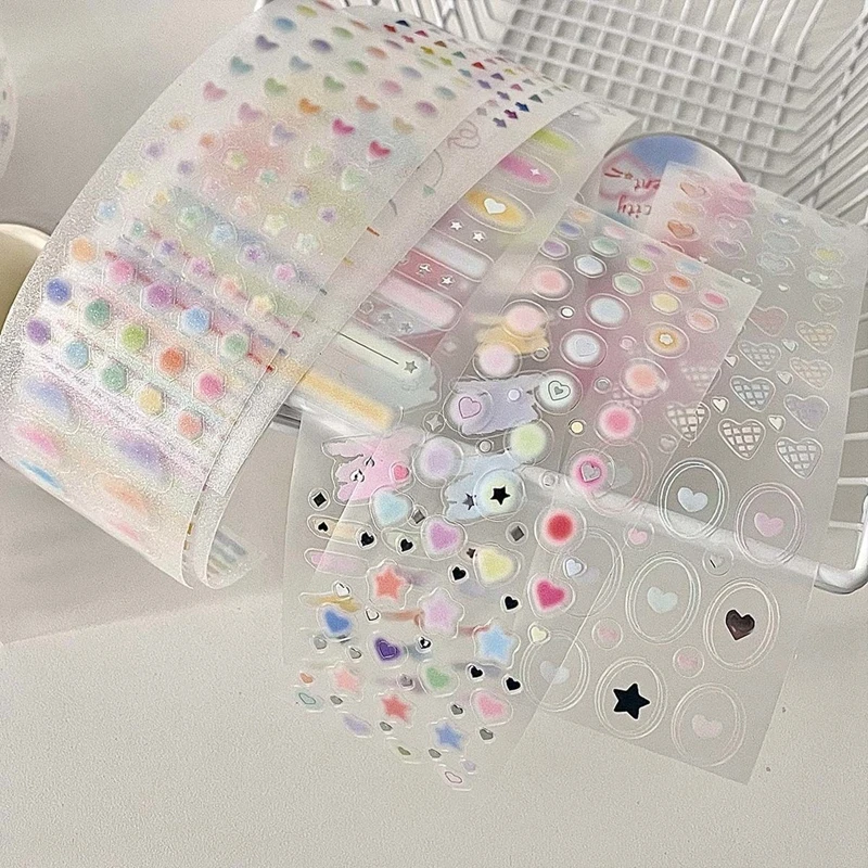 Korean Ins Cute Star Heart Basis Tape Scrapbooking Journal Decorative Adhesive Tapes DIY Material Sticker Stationery 6