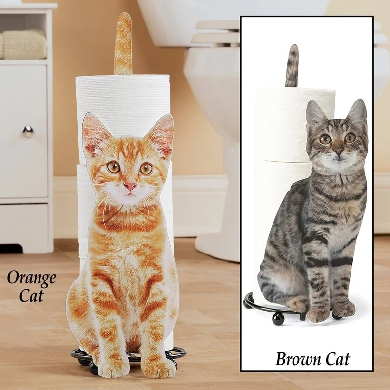 

Toilet Paper Towel Holder Cat Shape Bathroom Toilet Paper Storage Rack Gift for Cat Lovers Toilet Roll Holder WC Paper Stand