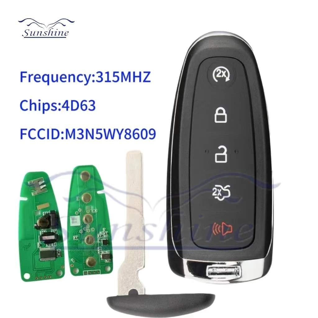 Sunshine Car Key M3N5WY8609 For Ford Foucs C-max Maverick Escape 2013- CJ5T-15K601-DX 315MHz id 4D63 chip HU101 Remote Contr