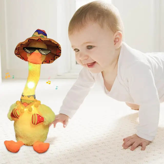 Kids Musical Duck Toy with Lights Fun Music Dancing Recordable Sound Interactive Electronic Plush Animal Music for Children 5