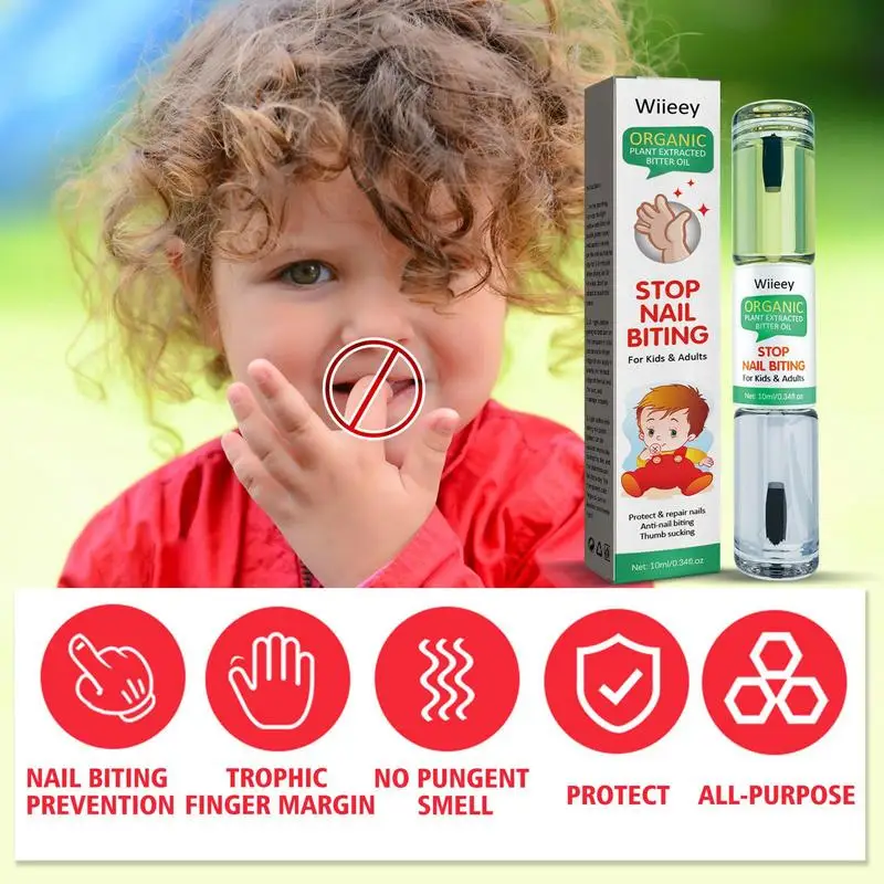 No Bite Nail Polish Kids Finger Nail Stop Biters With Double-Head Design Anti-Nail Biting Oil Fingernail Care For Boys Girls